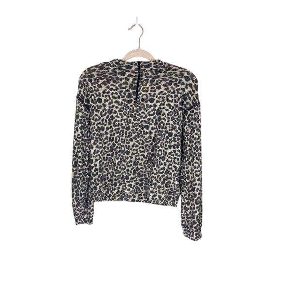 NWT Crown Of Hearts L Quarter Zip Waffle Cheetah Mob Wife Loungewear Pullover - Picture 1 of 6
